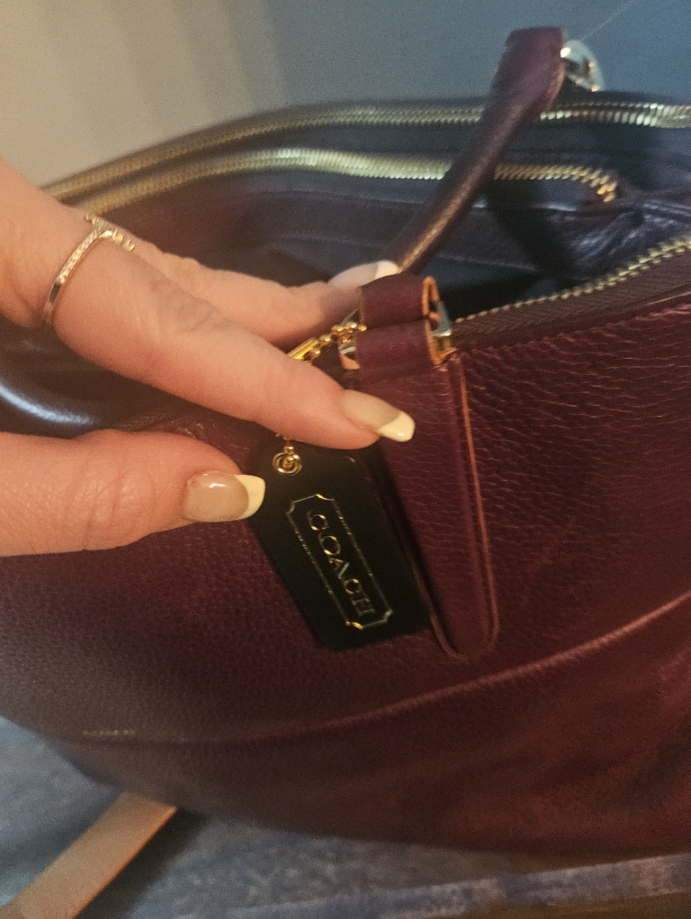 Coach Borough Pebbled Leather in Oxblood Burgundy - Picture 3 of 15